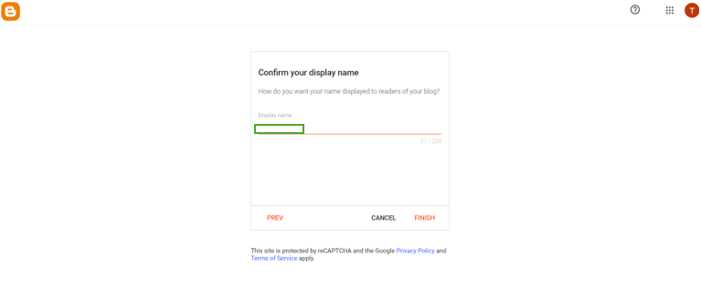 Create a Display Name for Your Blog